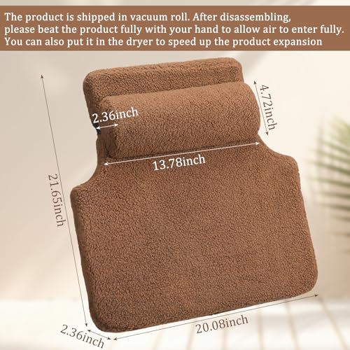 Sherpa Lumbar Support Pillow with Headrest for Recliner Chair Sofa and Office Seating