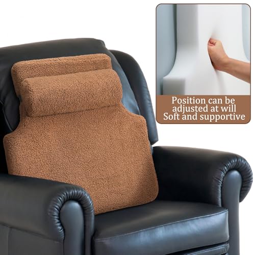 Sherpa Lumbar Support Pillow with Headrest for Recliner Chair Sofa and Office Seating