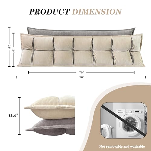 King Size Headboard Backrest Pillow Set Reading Wedge Bolster Cushion for Bed Couch Daybed