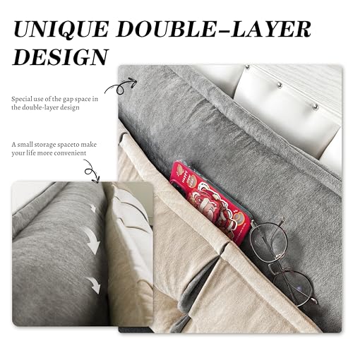 King Size Headboard Backrest Pillow Set Reading Wedge Bolster Cushion for Bed Couch Daybed