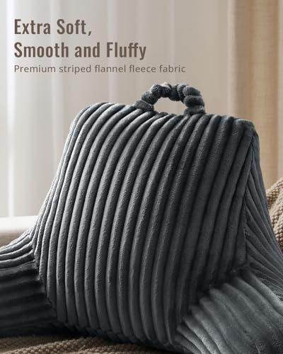 Reading Pillow for Sitting in Bed Back Support Pillow with Arms Dorm Bedrest Cushion Dark Gray